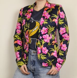 2/15 Juicy Couture Blue Floral Suit Blazer Size 2